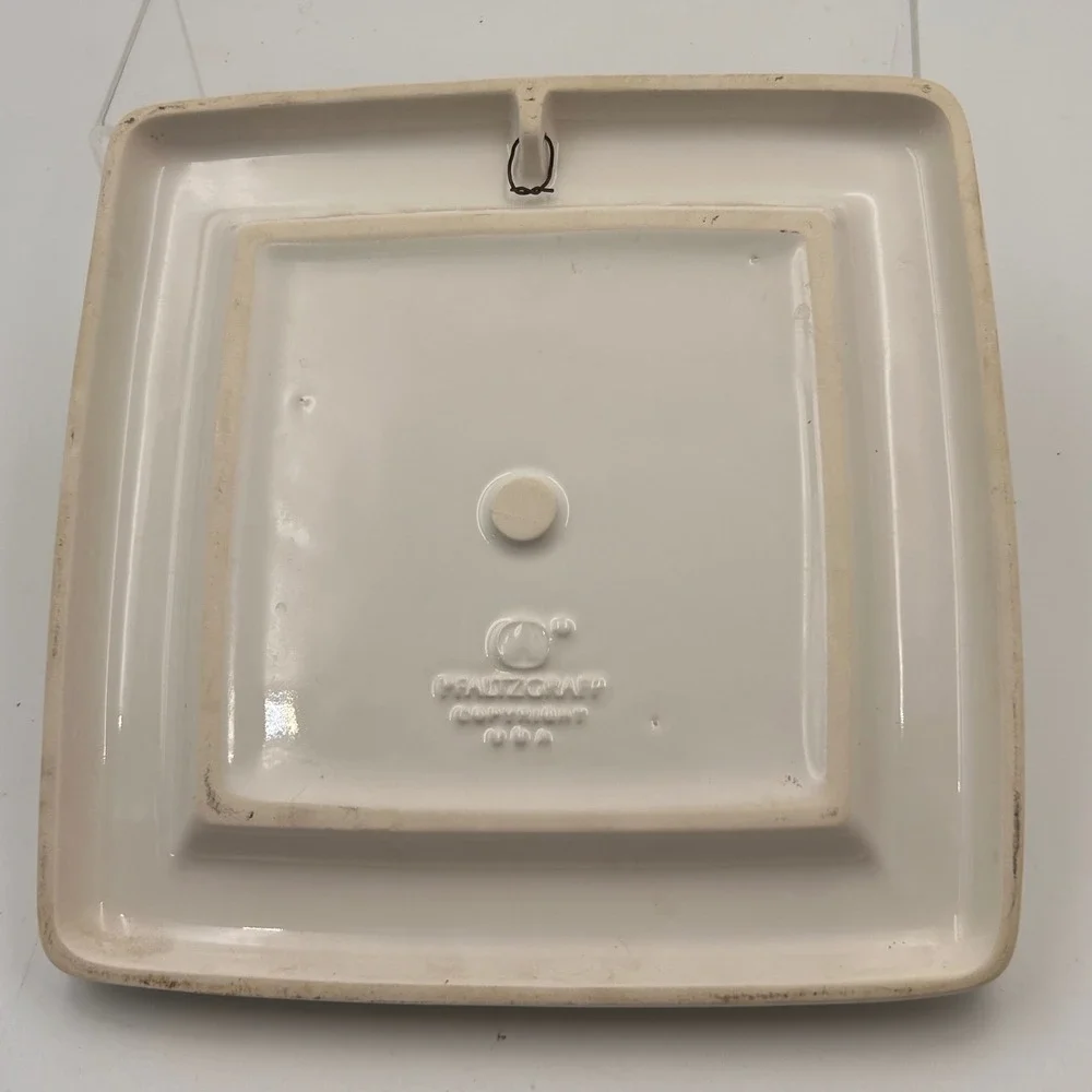 Vintage Pfaltzgraff Tea Rose pattern square stoneware trivet and wall plaque